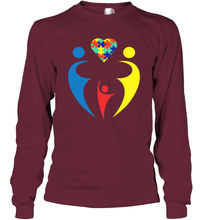 Load image into Gallery viewer, Family Shirt Trio Heart Puzzle Autism Awareness Long Sleeve T-Shirt