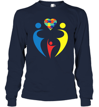 Load image into Gallery viewer, Family Shirt Trio Heart Puzzle Autism Awareness Long Sleeve T-Shirt