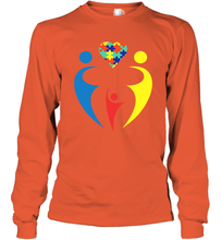 Load image into Gallery viewer, Family Shirt Trio Heart Puzzle Autism Awareness Long Sleeve T-Shirt