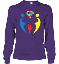 Load image into Gallery viewer, Family Shirt Trio Heart Puzzle Autism Awareness Long Sleeve T-Shirt