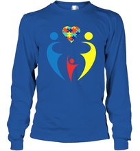 Load image into Gallery viewer, Family Shirt Trio Heart Puzzle Autism Awareness Long Sleeve T-Shirt