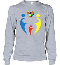 Load image into Gallery viewer, Family Shirt Trio Heart Puzzle Autism Awareness Long Sleeve T-Shirt