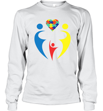 Load image into Gallery viewer, Family Shirt Trio Heart Puzzle Autism Awareness Long Sleeve T-Shirt