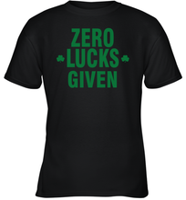 Load image into Gallery viewer, Zero Lucks Given Shirt Lucky Green St. Patrick's Day Youth T-Shirt