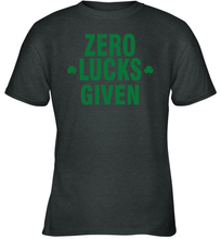 Load image into Gallery viewer, Zero Lucks Given Shirt Lucky Green St. Patrick's Day Youth T-Shirt