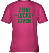 Load image into Gallery viewer, Zero Lucks Given Shirt Lucky Green St. Patrick's Day Youth T-Shirt
