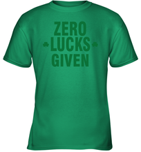 Load image into Gallery viewer, Zero Lucks Given Shirt Lucky Green St. Patrick's Day Youth T-Shirt