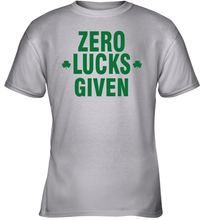 Load image into Gallery viewer, Zero Lucks Given Shirt Lucky Green St. Patrick's Day Youth T-Shirt