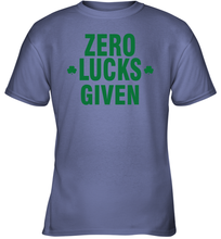 Load image into Gallery viewer, Zero Lucks Given Shirt Lucky Green St. Patrick's Day Youth T-Shirt