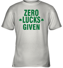 Load image into Gallery viewer, Zero Lucks Given Shirt Lucky Green St. Patrick's Day Youth T-Shirt