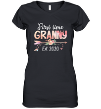 Load image into Gallery viewer, Family Shirt First Time Grandma Est 2020 Granny Floral Women's V-Neck T-Shirt