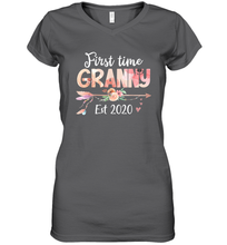 Load image into Gallery viewer, Family Shirt First Time Grandma Est 2020 Granny Floral Women's V-Neck T-Shirt