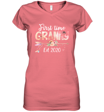 Load image into Gallery viewer, Family Shirt First Time Grandma Est 2020 Granny Floral Women's V-Neck T-Shirt