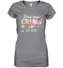 Load image into Gallery viewer, Family Shirt First Time Grandma Est 2020 Granny Floral Women's V-Neck T-Shirt