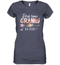 Load image into Gallery viewer, Family Shirt First Time Grandma Est 2020 Granny Floral Women's V-Neck T-Shirt