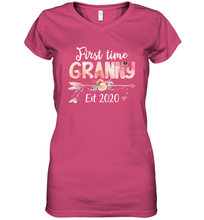 Load image into Gallery viewer, Family Shirt First Time Grandma Est 2020 Granny Floral Women's V-Neck T-Shirt