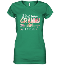 Load image into Gallery viewer, Family Shirt First Time Grandma Est 2020 Granny Floral Women's V-Neck T-Shirt