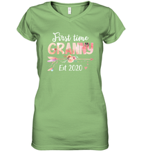 Load image into Gallery viewer, Family Shirt First Time Grandma Est 2020 Granny Floral Women's V-Neck T-Shirt