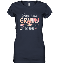 Load image into Gallery viewer, Family Shirt First Time Grandma Est 2020 Granny Floral Women's V-Neck T-Shirt
