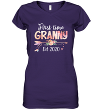 Load image into Gallery viewer, Family Shirt First Time Grandma Est 2020 Granny Floral Women's V-Neck T-Shirt