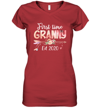 Load image into Gallery viewer, Family Shirt First Time Grandma Est 2020 Granny Floral Women's V-Neck T-Shirt