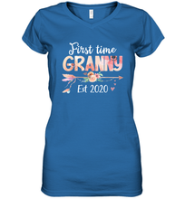 Load image into Gallery viewer, Family Shirt First Time Grandma Est 2020 Granny Floral Women's V-Neck T-Shirt