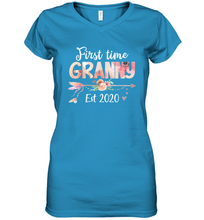 Load image into Gallery viewer, Family Shirt First Time Grandma Est 2020 Granny Floral Women's V-Neck T-Shirt