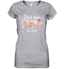 Load image into Gallery viewer, Family Shirt First Time Grandma Est 2020 Granny Floral Women's V-Neck T-Shirt