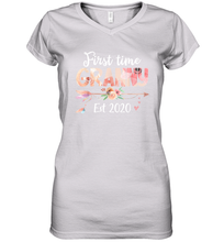 Load image into Gallery viewer, Family Shirt First Time Grandma Est 2020 Granny Floral Women's V-Neck T-Shirt