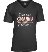 Load image into Gallery viewer, Family Shirt First Time Grandma Est 2020 Granny Floral V-Neck T-Shirt