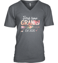 Load image into Gallery viewer, Family Shirt First Time Grandma Est 2020 Granny Floral V-Neck T-Shirt