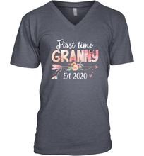 Load image into Gallery viewer, Family Shirt First Time Grandma Est 2020 Granny Floral V-Neck T-Shirt