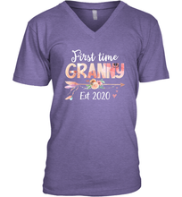 Load image into Gallery viewer, Family Shirt First Time Grandma Est 2020 Granny Floral V-Neck T-Shirt