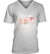 Load image into Gallery viewer, Family Shirt First Time Grandma Est 2020 Granny Floral V-Neck T-Shirt