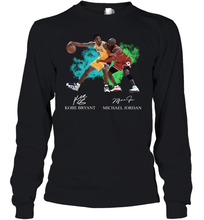 Load image into Gallery viewer, Kobe Bryant And Michael Jordan Signatures Graphic Youth Long Sleeve