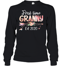 Load image into Gallery viewer, Family Shirt First Time Grandma Est 2020 Granny Floral Youth Long Sleeve