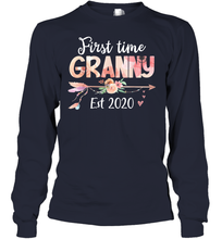 Load image into Gallery viewer, Family Shirt First Time Grandma Est 2020 Granny Floral Youth Long Sleeve