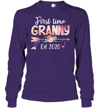 Load image into Gallery viewer, Family Shirt First Time Grandma Est 2020 Granny Floral Youth Long Sleeve