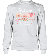 Load image into Gallery viewer, Family Shirt First Time Grandma Est 2020 Granny Floral Youth Long Sleeve