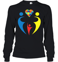 Load image into Gallery viewer, Family Shirt Trio Heart Puzzle Autism Awareness Youth Long Sleeve