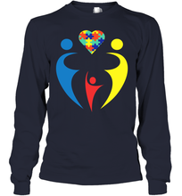 Load image into Gallery viewer, Family Shirt Trio Heart Puzzle Autism Awareness Youth Long Sleeve