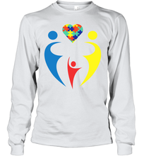 Load image into Gallery viewer, Family Shirt Trio Heart Puzzle Autism Awareness Youth Long Sleeve
