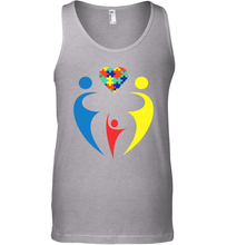 Load image into Gallery viewer, Family Shirt Trio Heart Puzzle Autism Awareness Tank Top