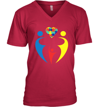 Load image into Gallery viewer, Family Shirt Trio Heart Puzzle Autism Awareness V-Neck T-Shirt