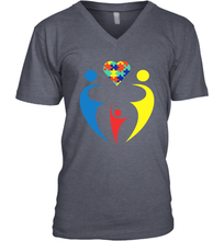 Load image into Gallery viewer, Family Shirt Trio Heart Puzzle Autism Awareness V-Neck T-Shirt
