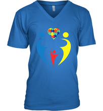 Load image into Gallery viewer, Family Shirt Trio Heart Puzzle Autism Awareness V-Neck T-Shirt