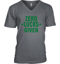Load image into Gallery viewer, Zero Lucks Given Shirt Lucky Green St. Patrick's Day V-Neck T-Shirt