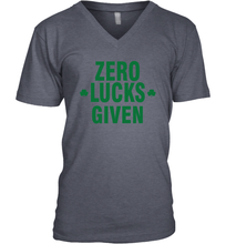 Load image into Gallery viewer, Zero Lucks Given Shirt Lucky Green St. Patrick's Day V-Neck T-Shirt