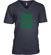 Load image into Gallery viewer, Zero Lucks Given Shirt Lucky Green St. Patrick's Day V-Neck T-Shirt