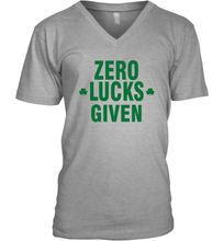 Load image into Gallery viewer, Zero Lucks Given Shirt Lucky Green St. Patrick's Day V-Neck T-Shirt